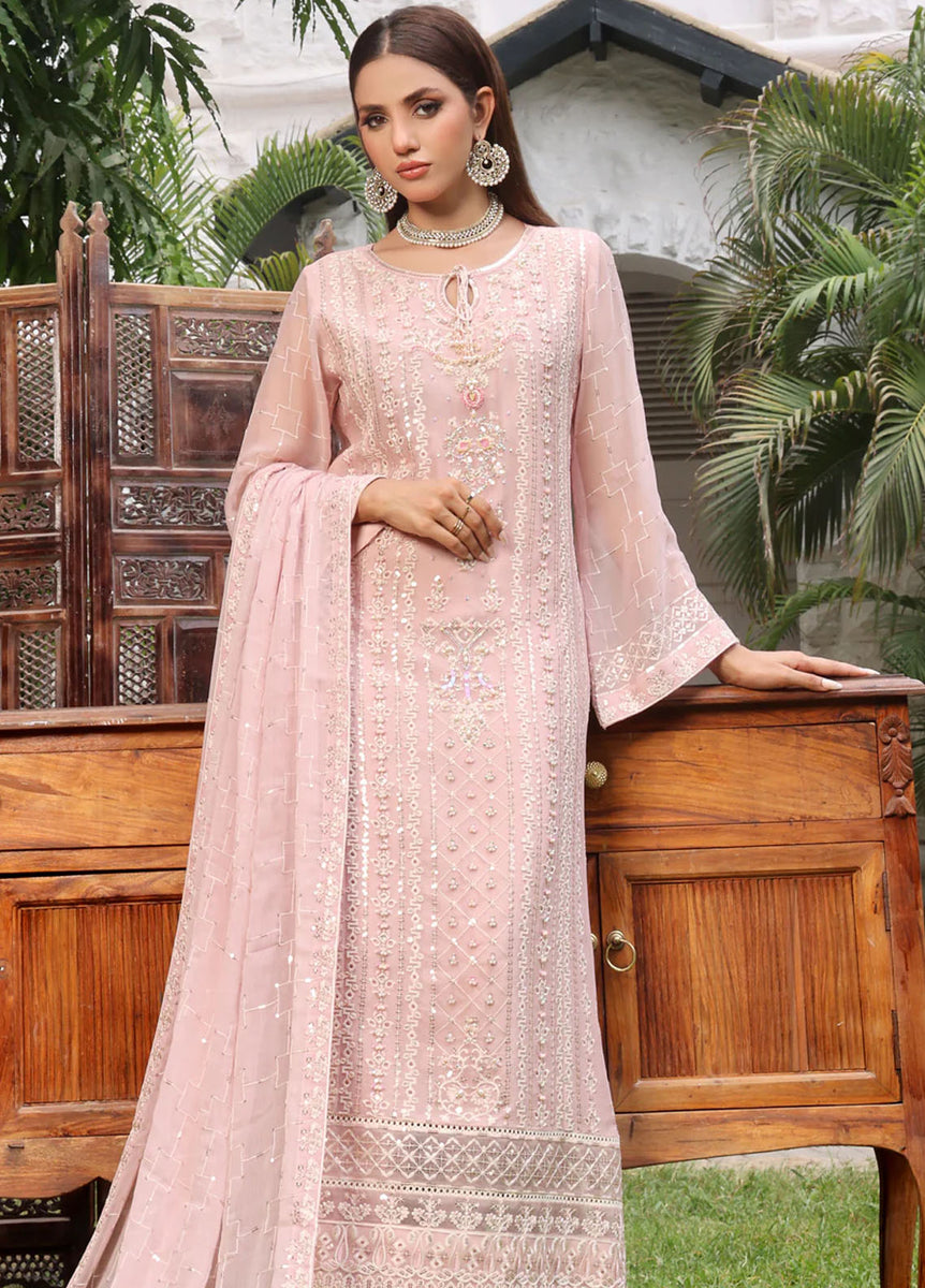 Shamooz Embroidered Casual Chiffon 3 Piece Suit SEM-0515 Hot Pink