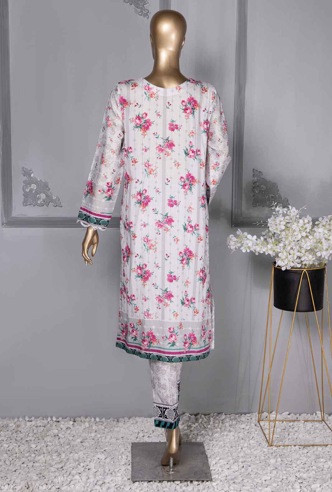 HZ Floral Vibes Co-Ords Printed Lawn Unstitched 2-Piece Suit - FVC-1005