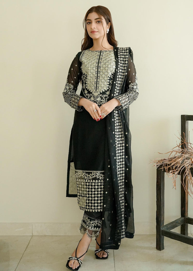 Merakish Luxury Chiffon Volume-10 Unstitched 3-Piece Suit-MLC-V10-LCK3171