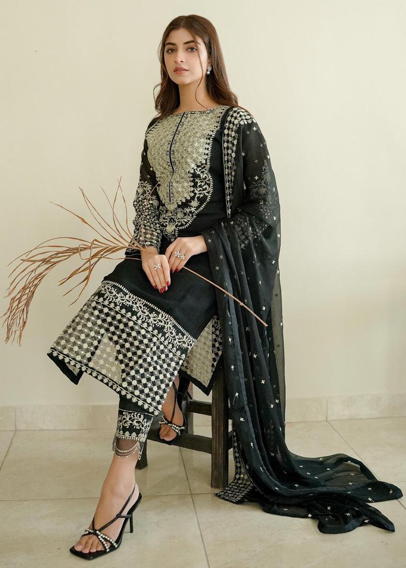 Merakish Luxury Chiffon Volume-10 Unstitched 3-Piece Suit-MLC-V10-LCK3171