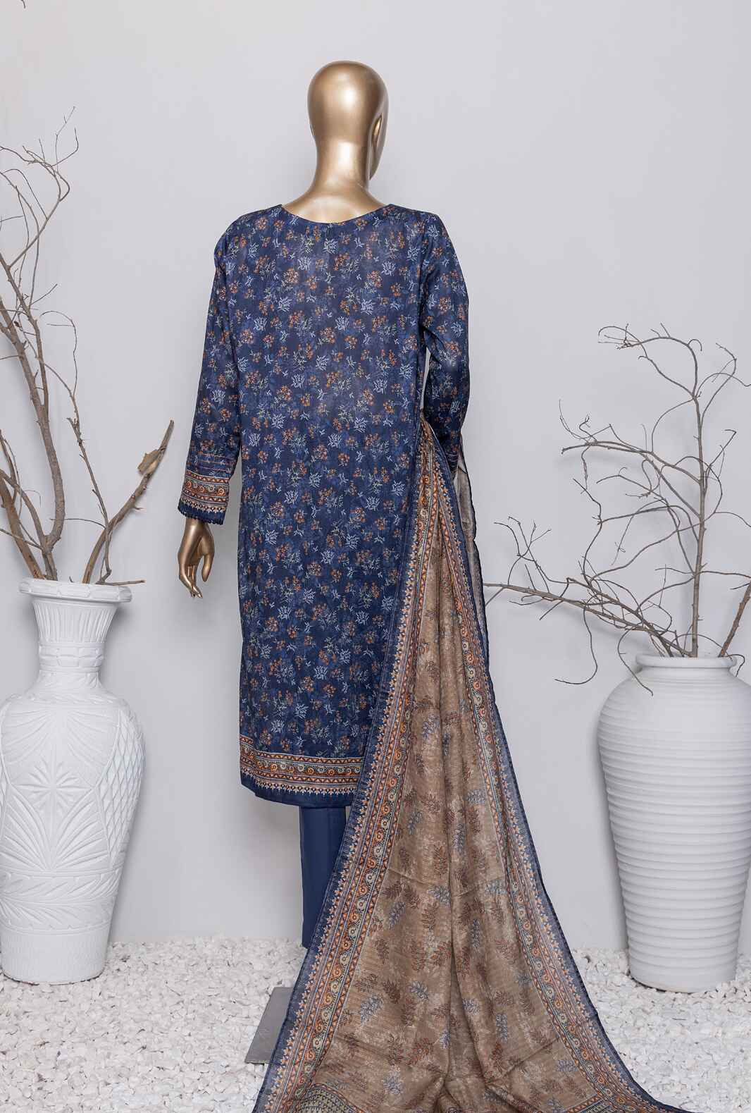 HZ Asasa Premium Embroidered Lawn Unstitched 3-Piece Suit - AEL-63