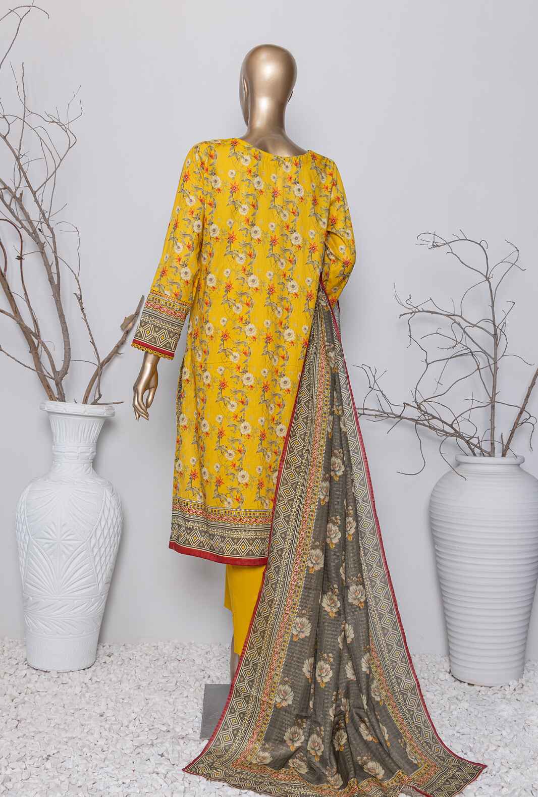 HZ Asasa Premium Embroidered Lawn Unstitched 3-Piece Suit - AEL-72