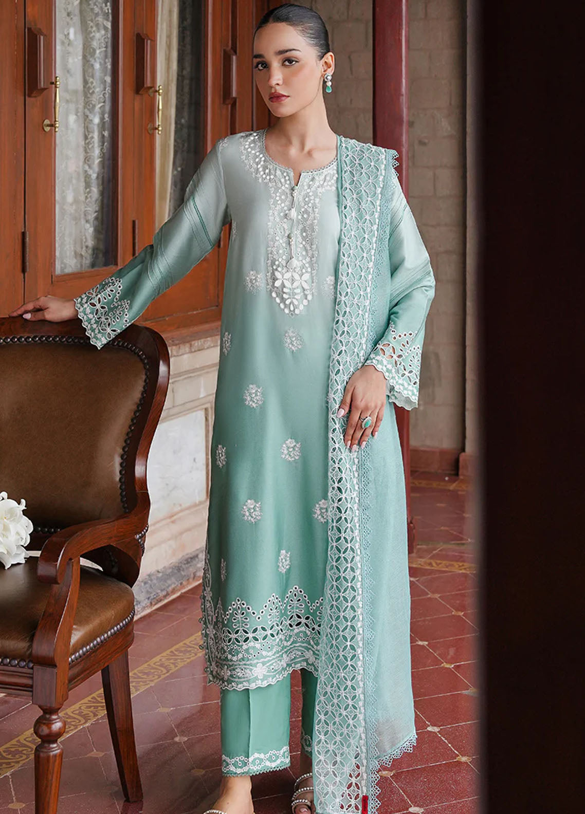 Cross Stitch Satin De Luxe Unstitched 3-Piece Suit - CS-SDL-103-AQUA MELODY