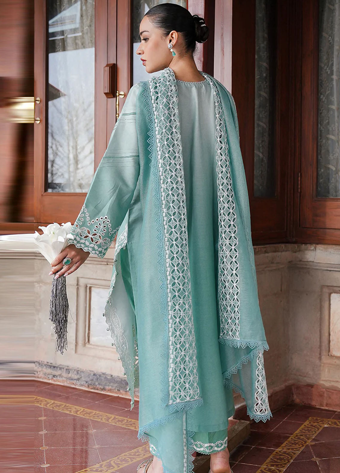 Cross Stitch Satin De Luxe Unstitched 3-Piece Suit - CS-SDL-103-AQUA MELODY