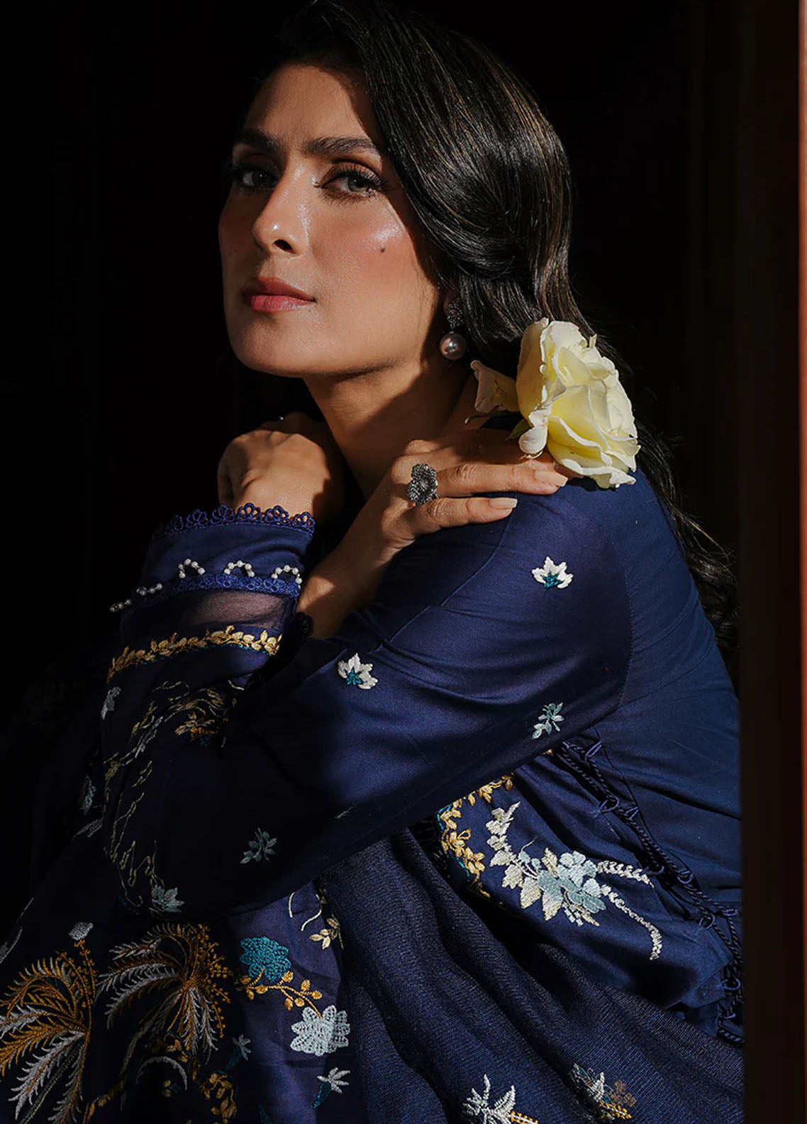Cross Stitch Satin De Luxe Unstitched 3-Piece Suit - CS-SDL-108-CELESTIAL NAVY