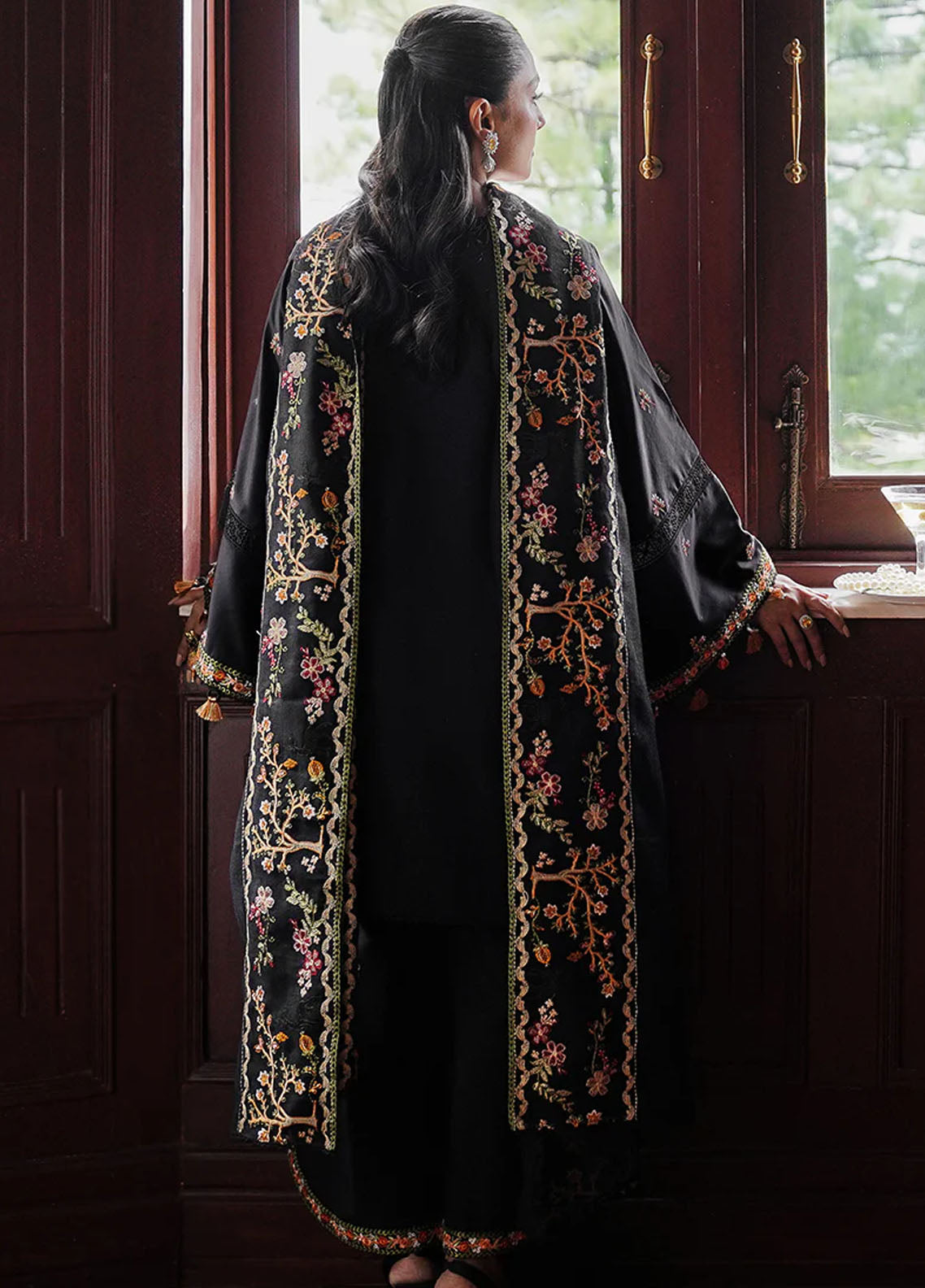 Cross Stitch Satin De Luxe Unstitched 3-Piece Suit - CS-SDL-112-RAVEN BLOOM