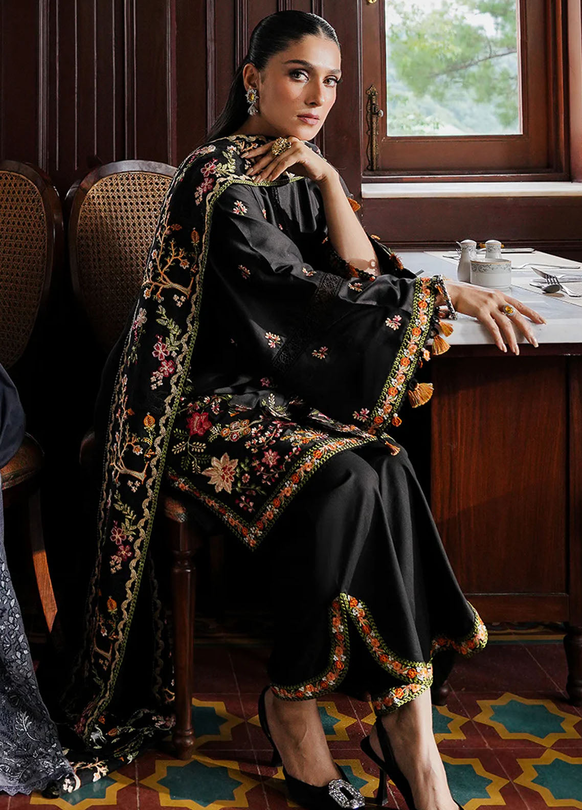Cross Stitch Satin De Luxe Unstitched 3-Piece Suit - CS-SDL-112-RAVEN BLOOM