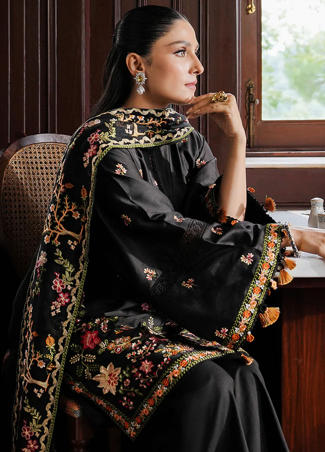 Cross Stitch Satin De Luxe Unstitched 3-Piece Suit - CS-SDL-112-RAVEN BLOOM