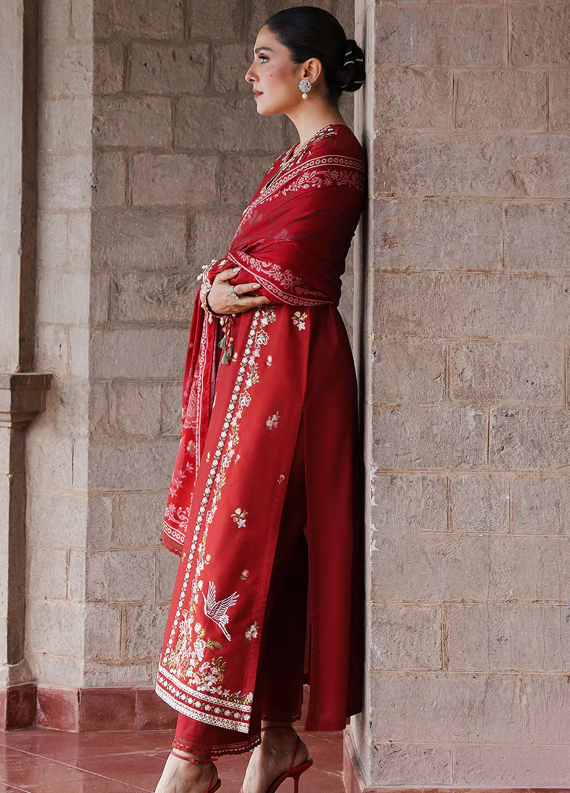 Cross Stitch Satin De Luxe Unstitched 3-Piece Suit - CS-SDL-106-RUBY WHISPER