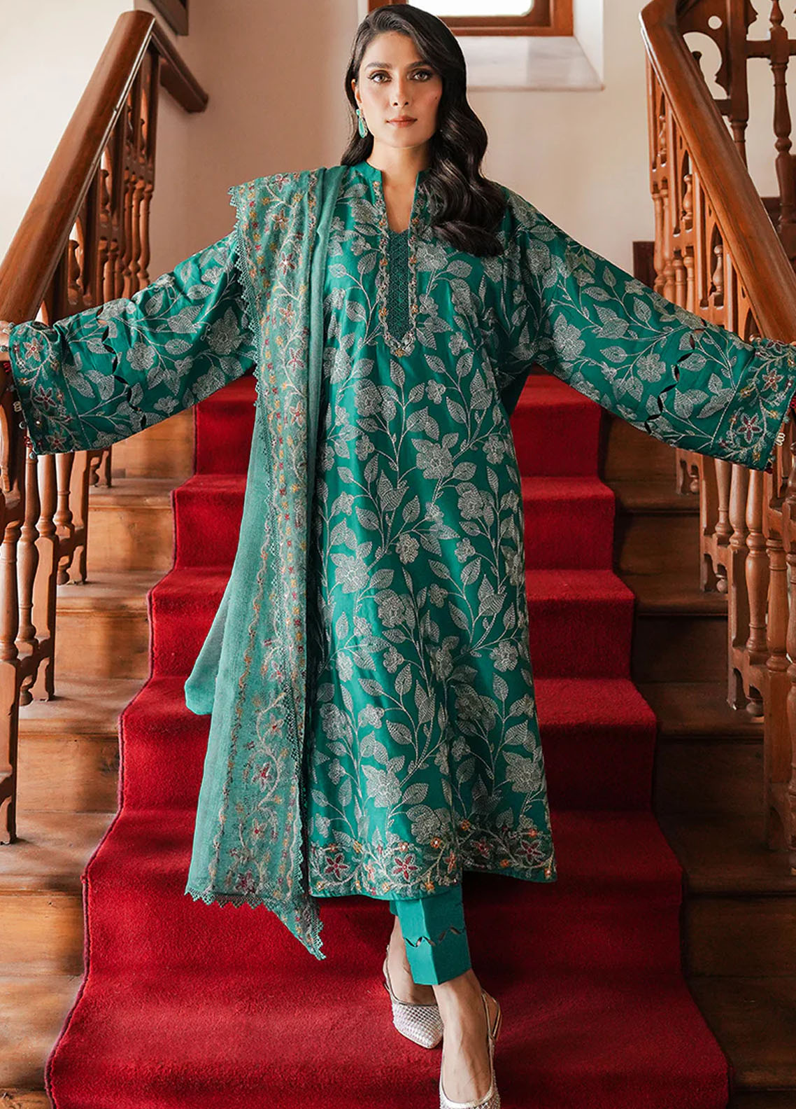 Cross Stitch Satin De Luxe Unstitched 3-Piece Suit - CS-SDL-110-VERDANT HAVEN