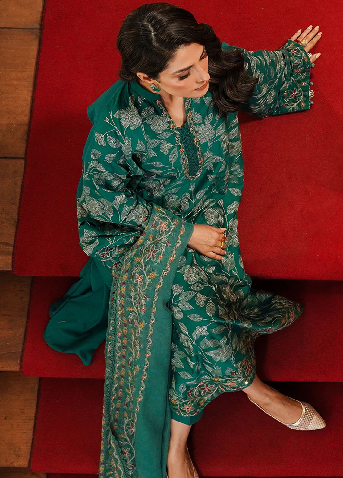 Cross Stitch Satin De Luxe Unstitched 3-Piece Suit - CS-SDL-110-VERDANT HAVEN
