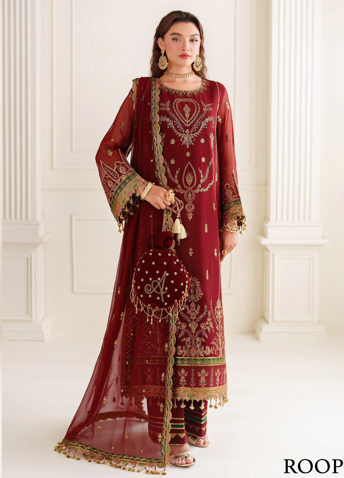 Alizeh Dua Luxury Chiffon Unstitched 3-Piece Suit - ADC-01-ROOP