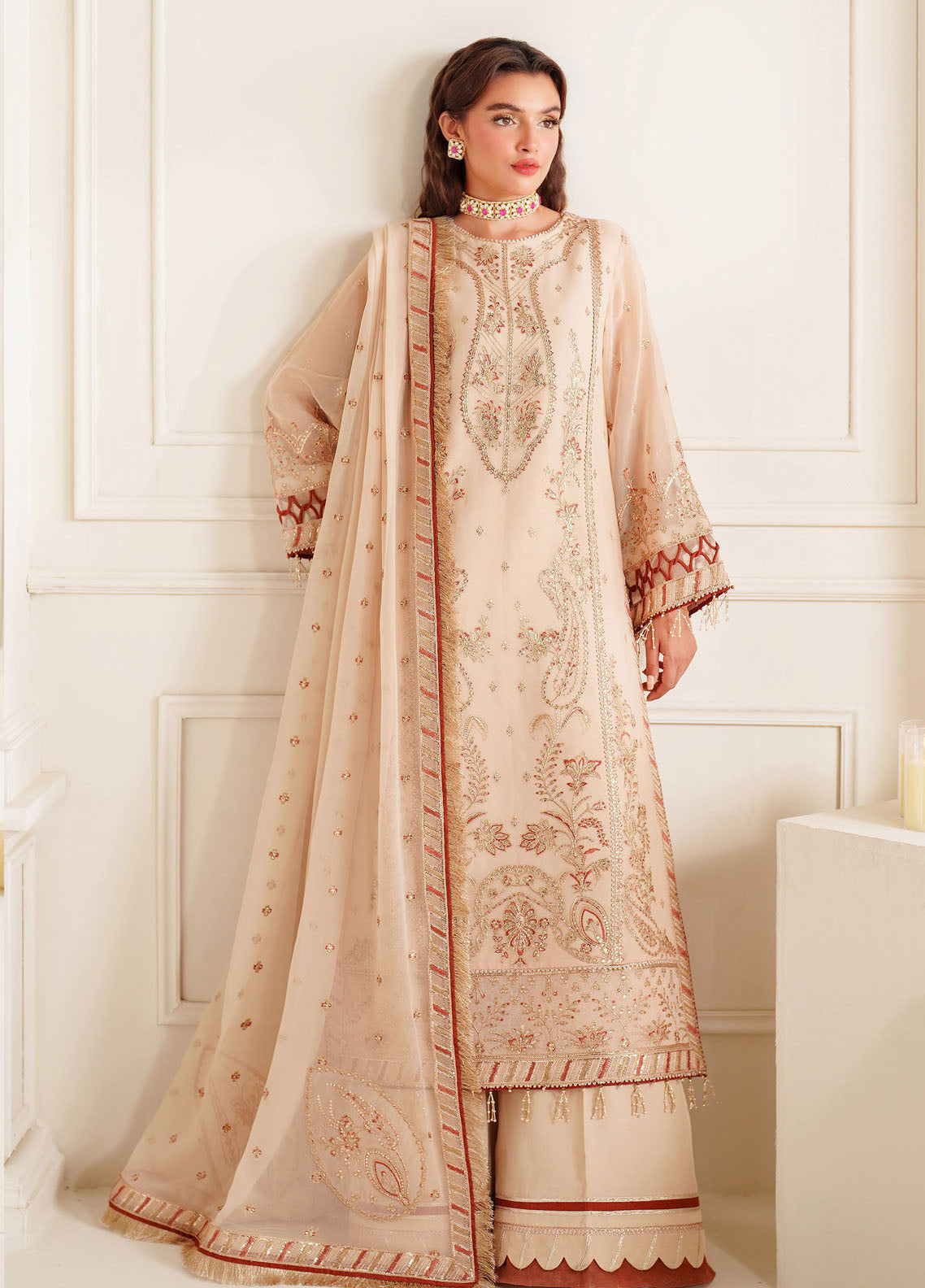 Alizeh Dua Luxury Chiffon Unstitched 3-Piece Suit - ADC-06-EMEL