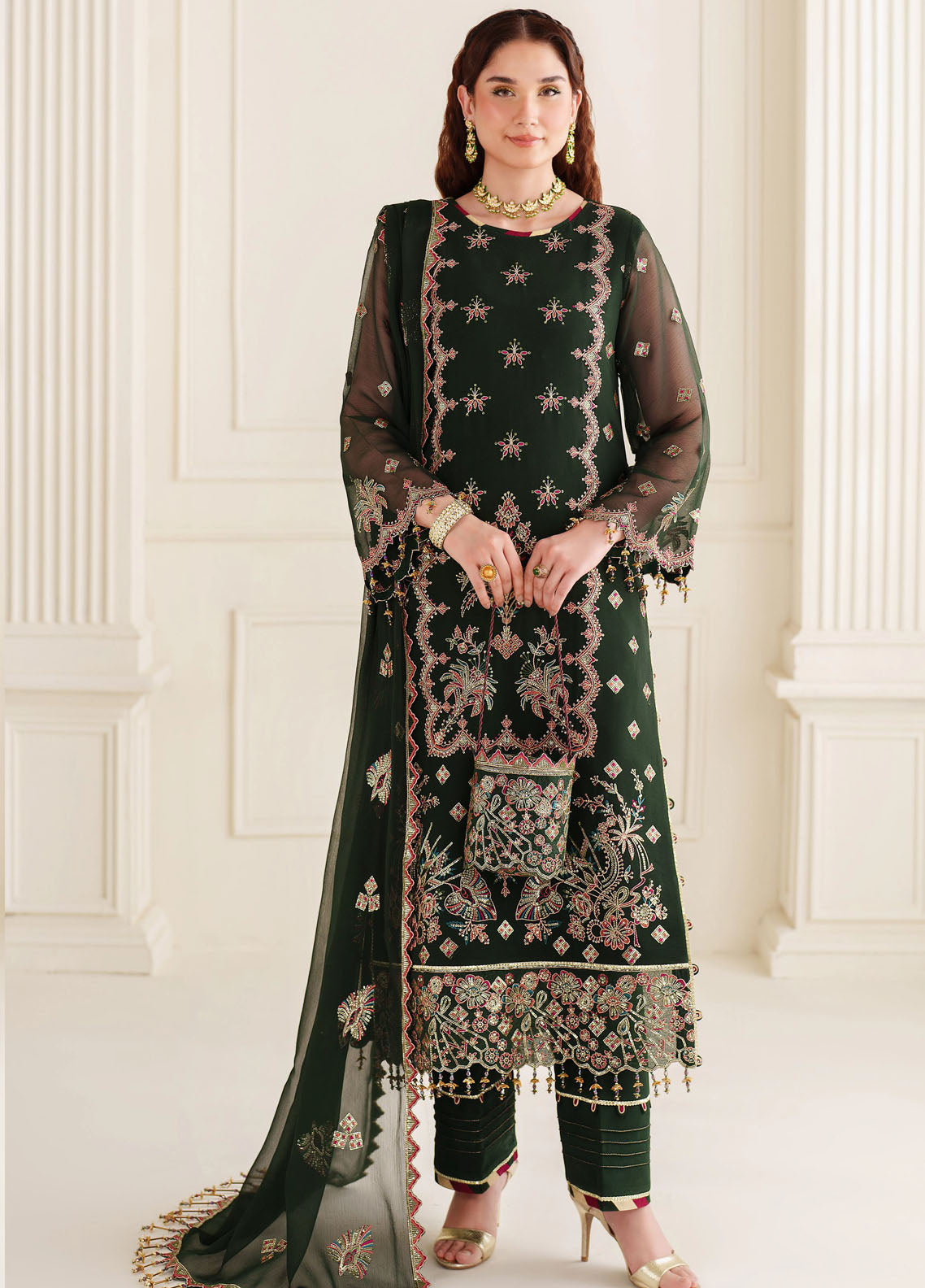 Alizeh Dua Luxury Chiffon Unstitched 3-Piece Suit - ADC-07-HOOR