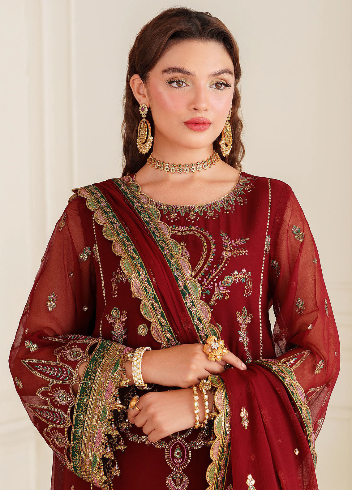 Alizeh Dua Luxury Chiffon Unstitched 3-Piece Suit - ADC-01-ROOP