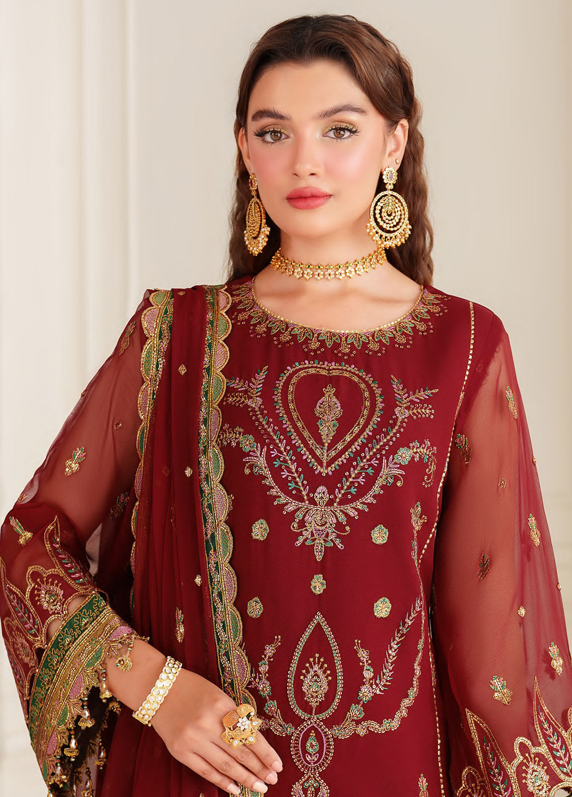 Alizeh Dua Luxury Chiffon Unstitched 3-Piece Suit - ADC-01-ROOP