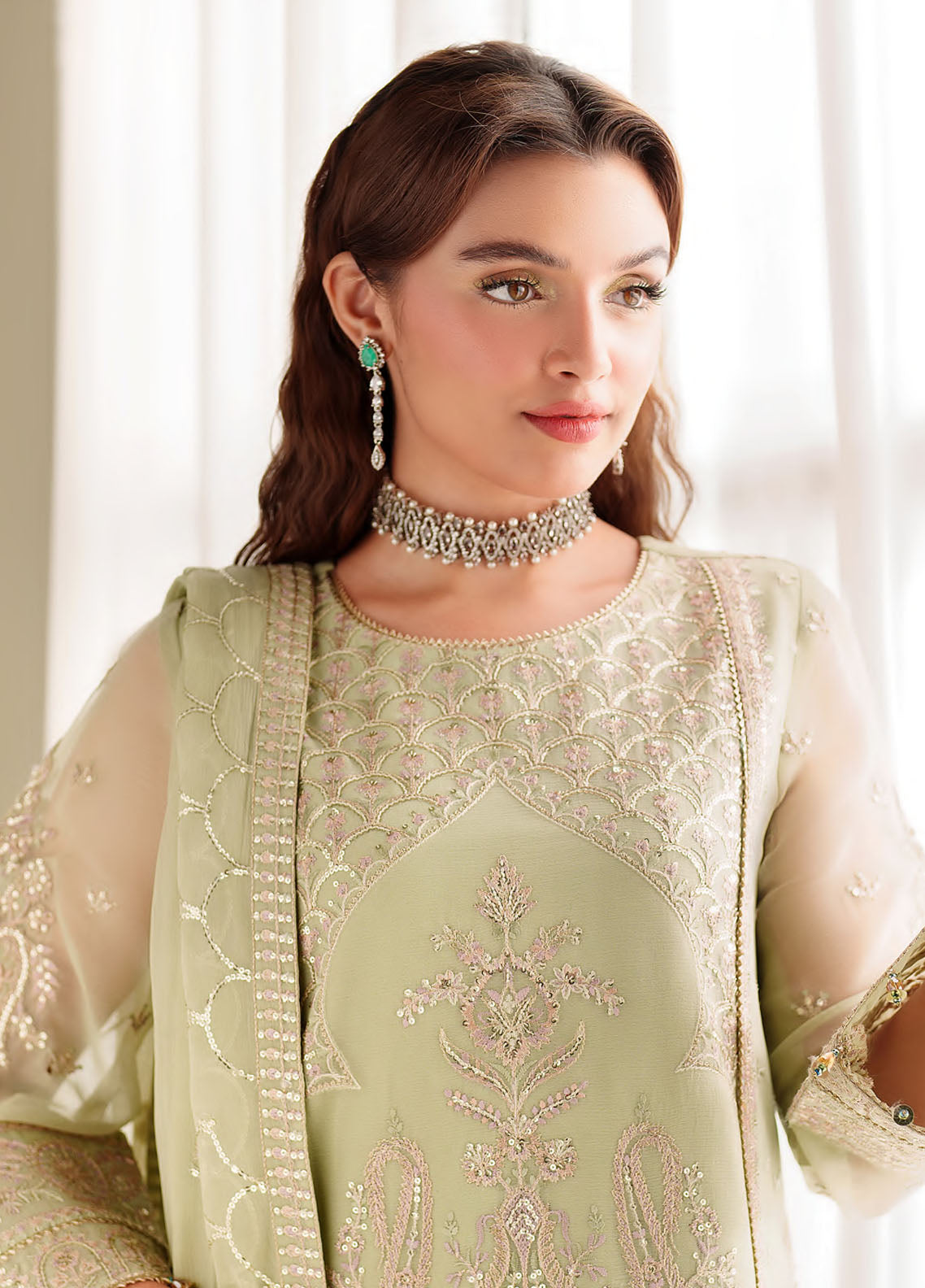 Alizeh Dua Luxury Chiffon Unstitched 3-Piece Suit - ADC-02-REET