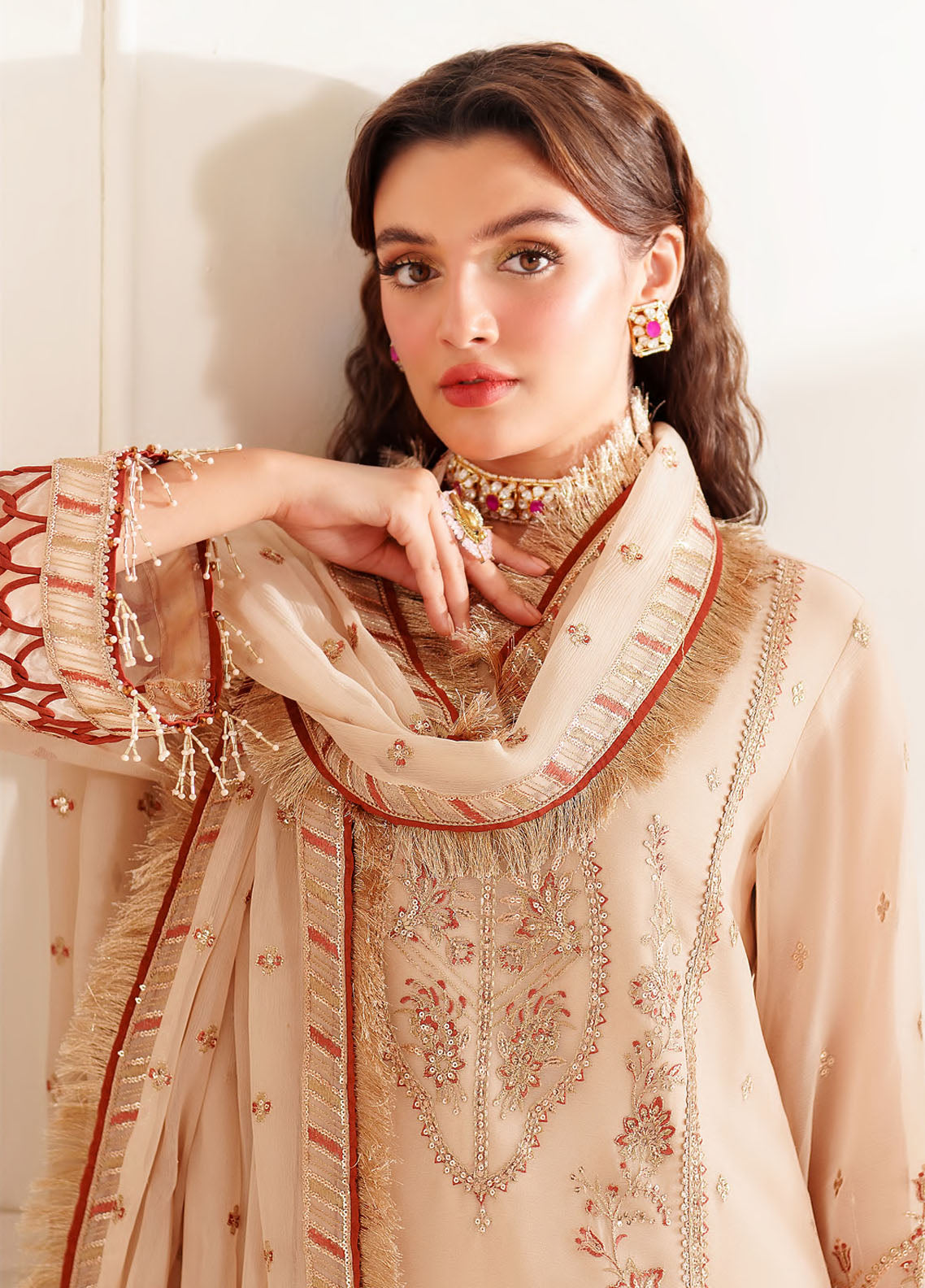 Alizeh Dua Luxury Chiffon Unstitched 3-Piece Suit - ADC-06-EMEL