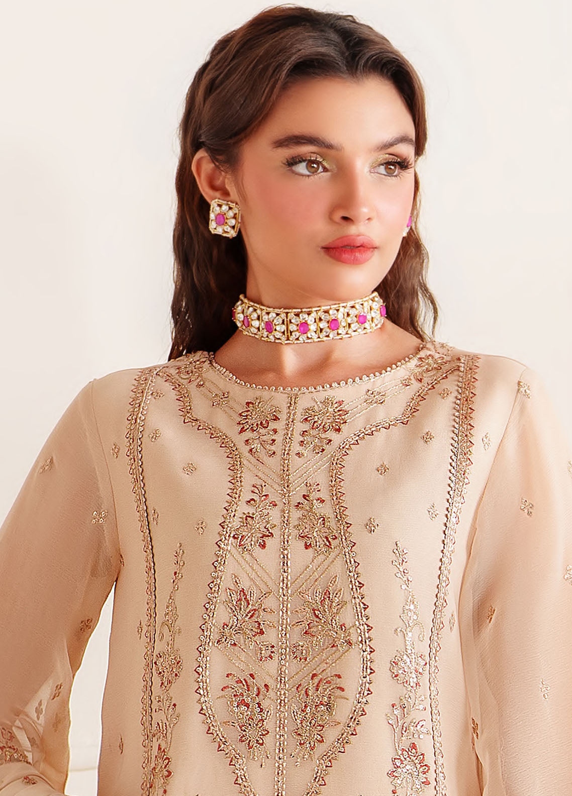 Alizeh Dua Luxury Chiffon Unstitched 3-Piece Suit - ADC-06-EMEL