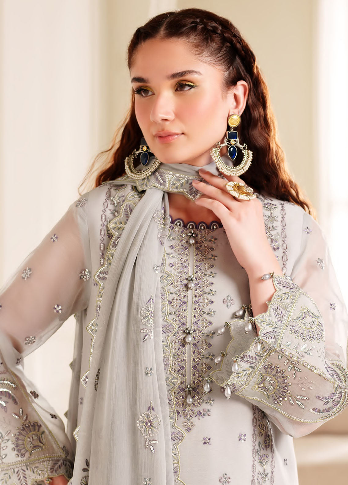 Alizeh Dua Luxury Chiffon Unstitched 3-Piece Suit - ADC-08-PAYAL