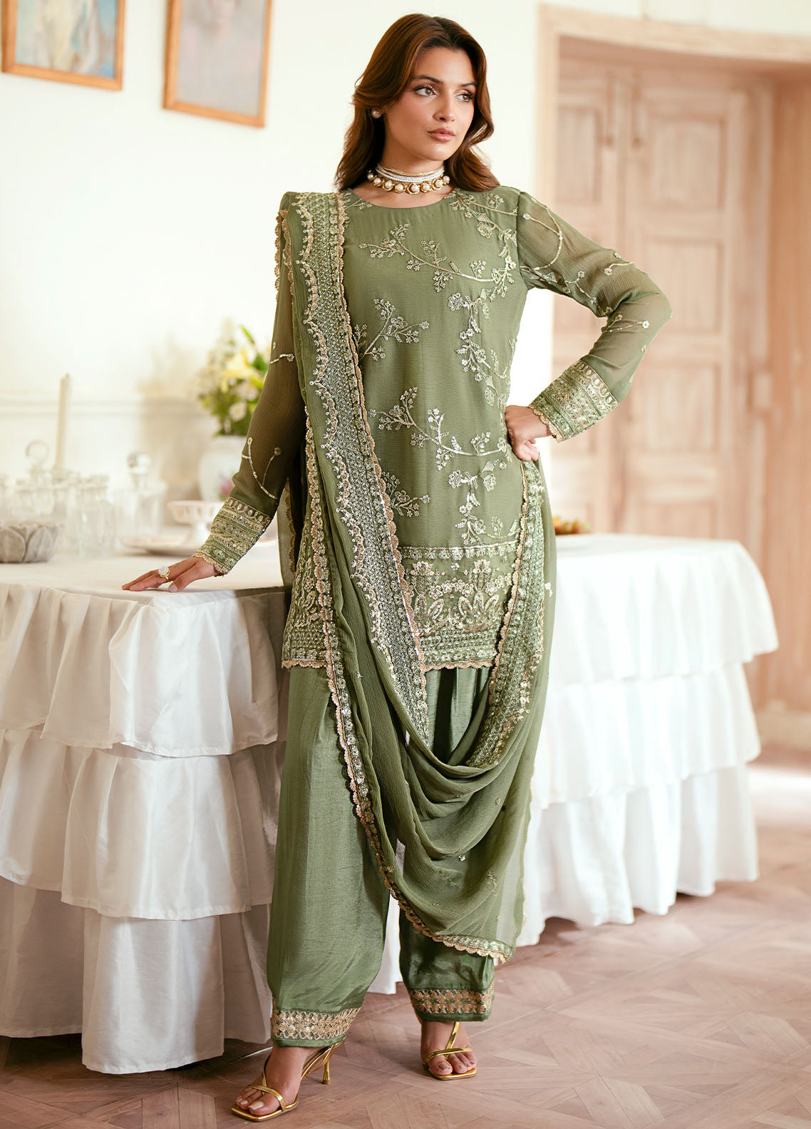 Sahane Elinor Chiffon Unstitched 3-Piece Suit - SC-EL-1801-VIANNA