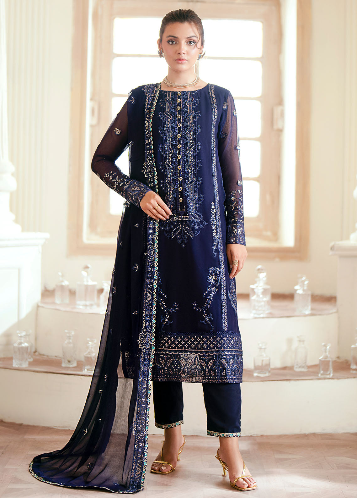 Sahane Elinor Chiffon Unstitched 3-Piece Suit - SC-EL-1803-AVELINE