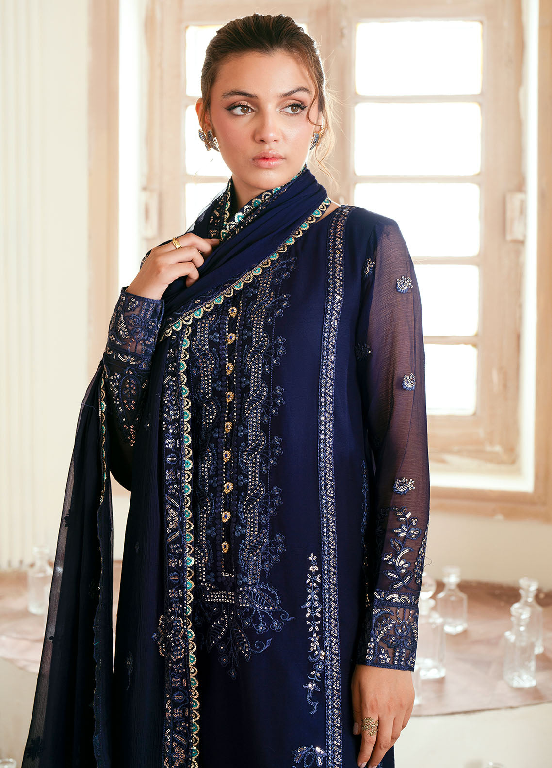 Sahane Elinor Chiffon Unstitched 3-Piece Suit - SC-EL-1803-AVELINE