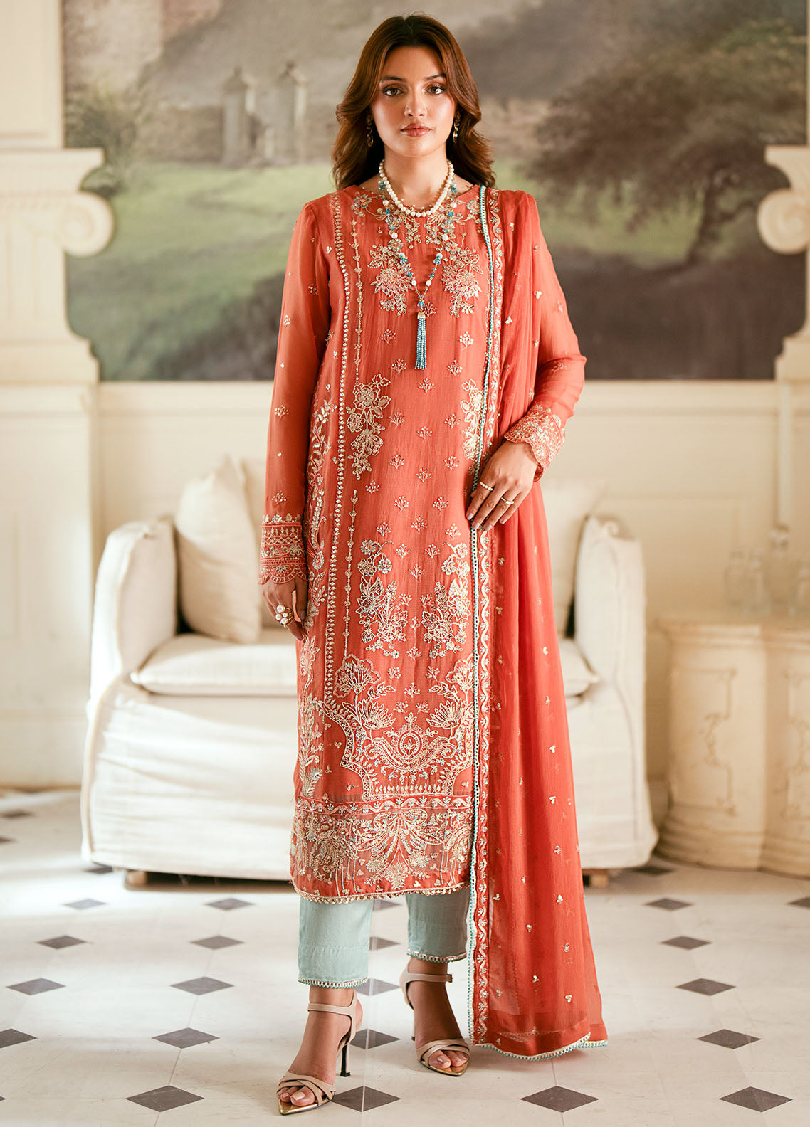 Sahane Elinor Chiffon Unstitched 3-Piece Suit - SC-EL-1806-ARAGON