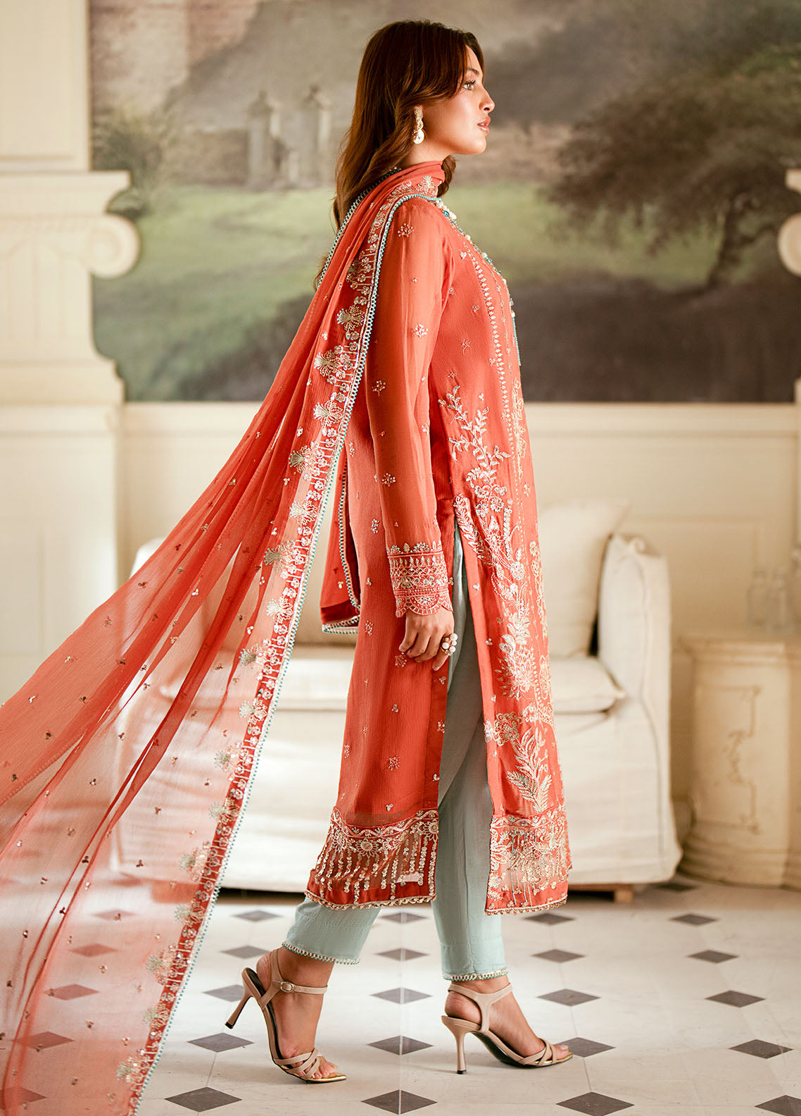 Sahane Elinor Chiffon Unstitched 3-Piece Suit - SC-EL-1806-ARAGON