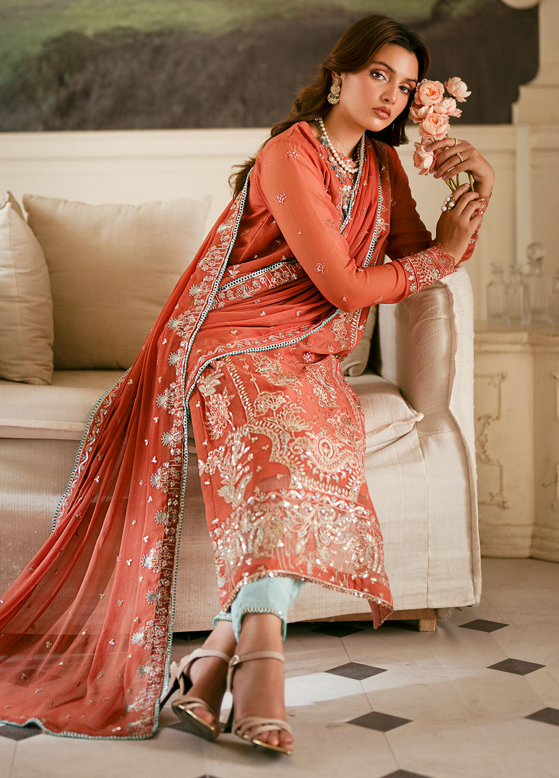 Sahane Elinor Chiffon Unstitched 3-Piece Suit - SC-EL-1806-ARAGON