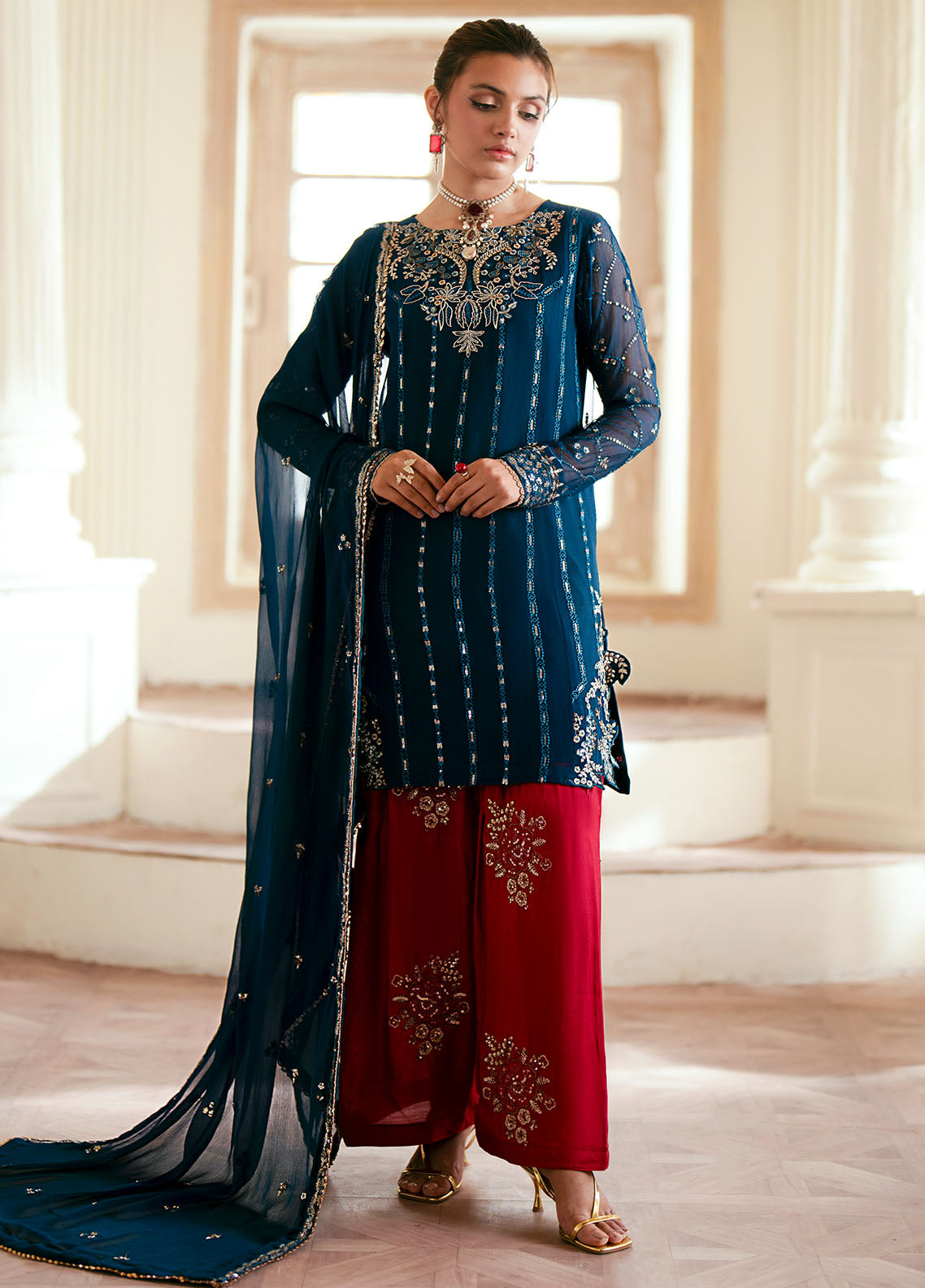 Sahane Elinor Chiffon Unstitched 3-Piece Suit - SC-EL-1807-MEGEVE
