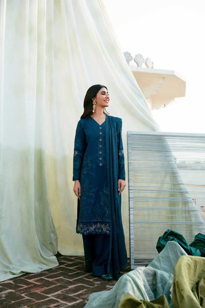 Florent Afsanay Luxury Chikankari Khaddar Unstitched 3-Piece Suit FAK-8A