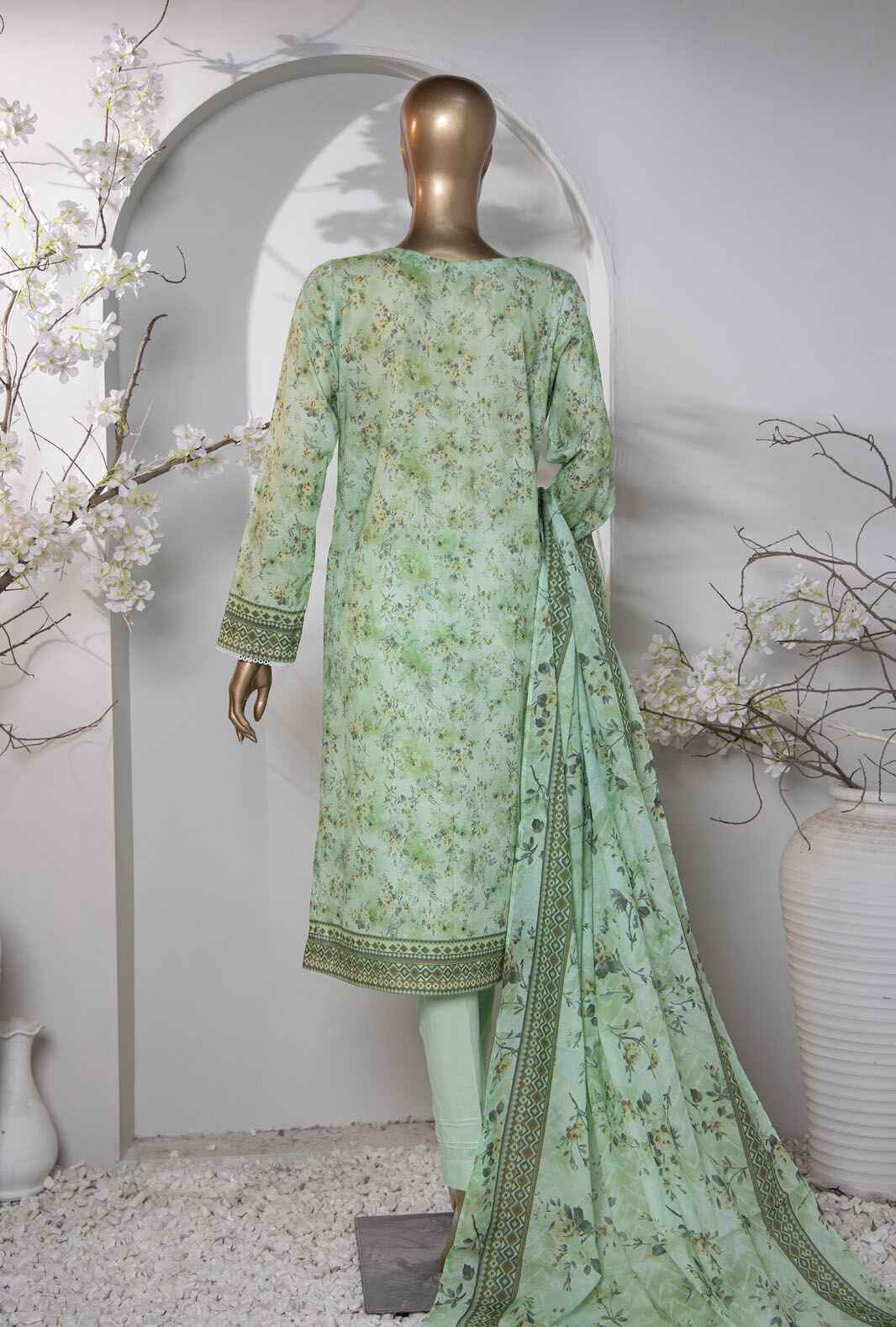 HZ Dhagakari Digital Printed Lawn Unstitched 3-Piece Suit - PDE-800