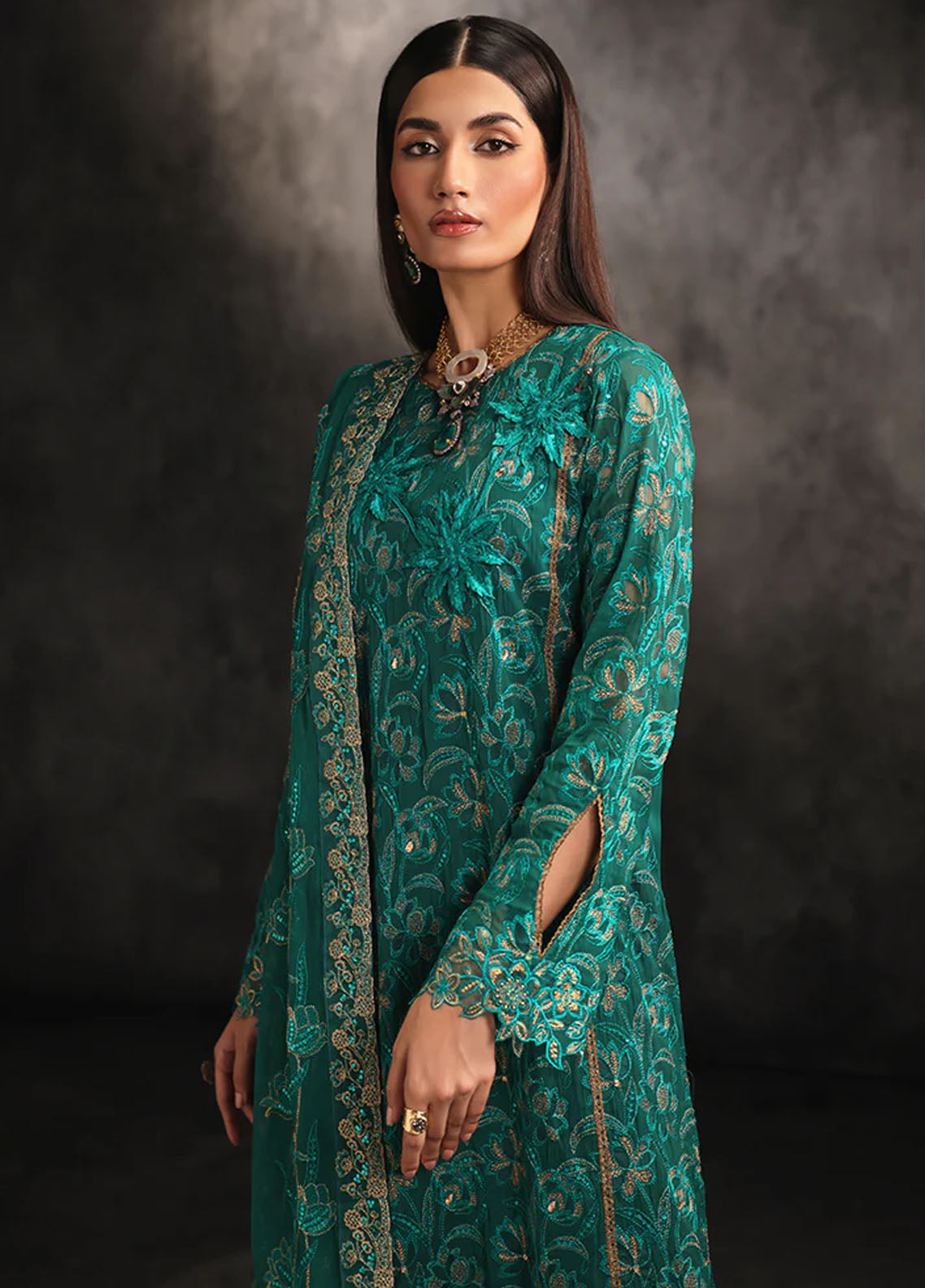 RajBari Sage Formals Edition Unstitched 4-Piece Suit - RSF-01-OPULENCE