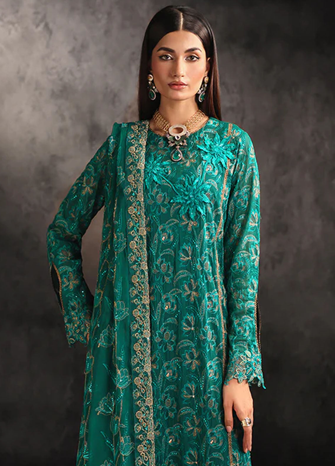 RajBari Sage Formals Edition Unstitched 4-Piece Suit - RSF-01-OPULENCE