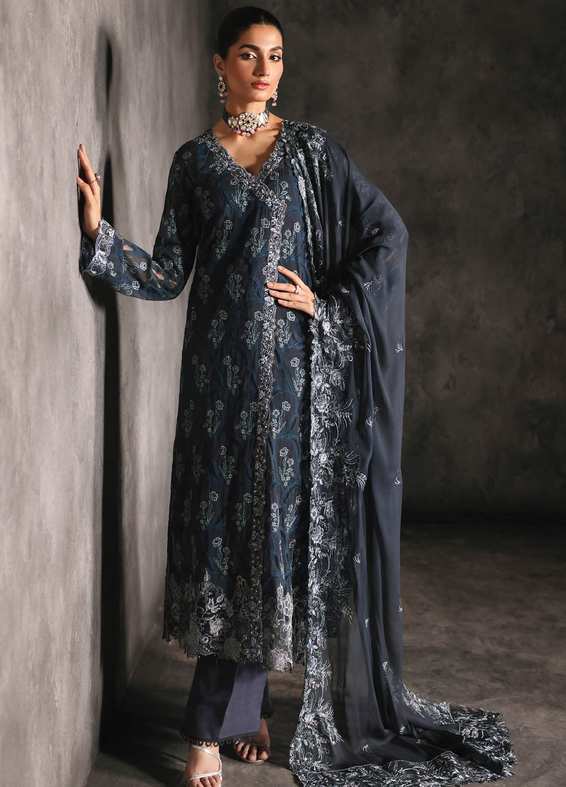 RajBari Sage Formals Edition Unstitched 4-Piece Suit - RSF-02-SERAN