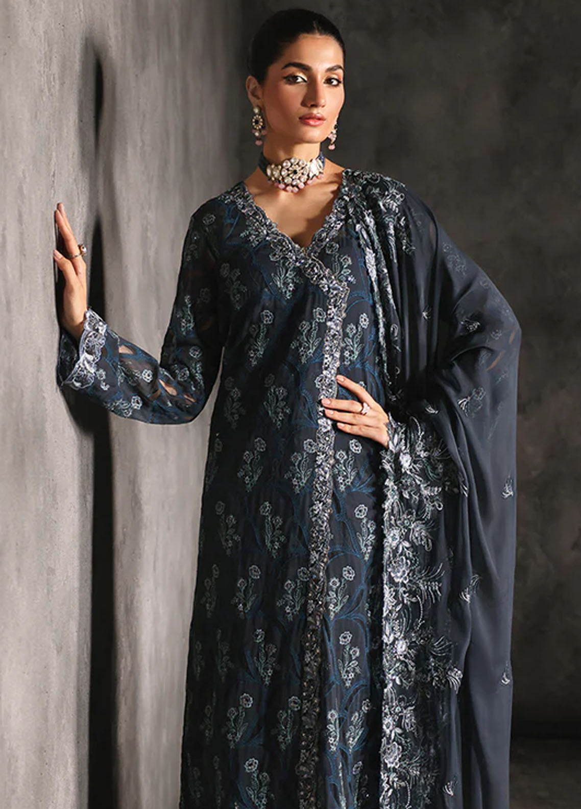 RajBari Sage Formals Edition Unstitched 4-Piece Suit - RSF-02-SERAN
