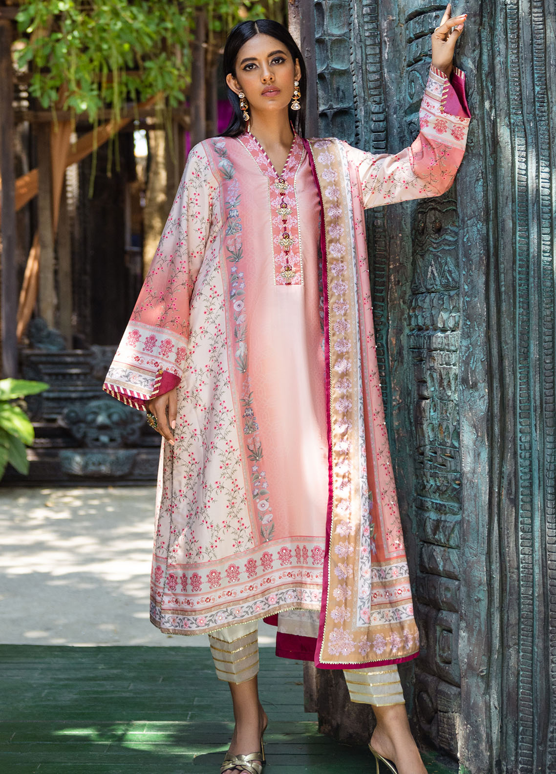 Mushq Nirvana Raw Silk Edition Unstitched 3-Piece Suit - MNPS-04-ROSEATE