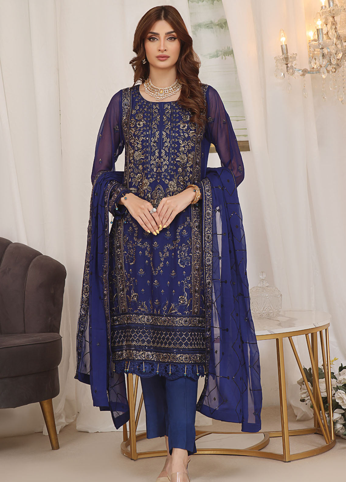 Soghat Inaya Luxury Chiffon Unstitched 3-Piece Suit - SI-LC-09