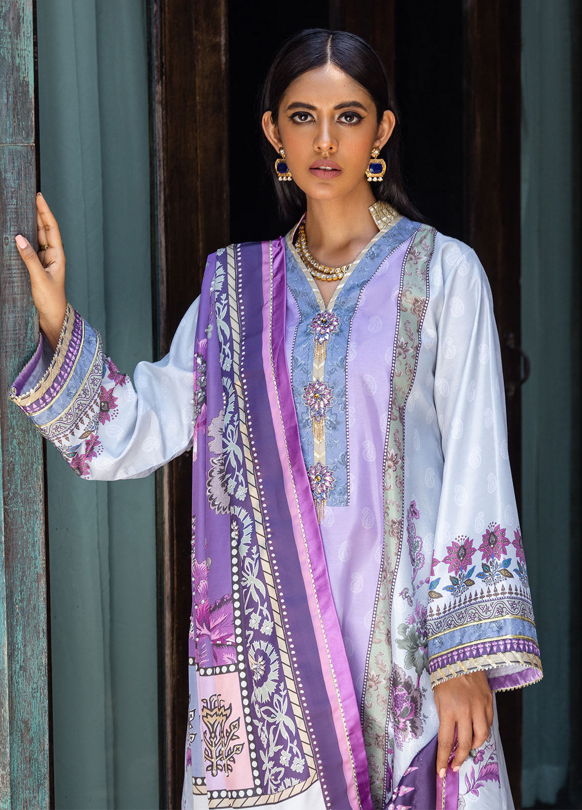 Mushq Nirvana Raw Silk Edition Unstitched 3-Piece Suit - MNPS-06-VIOLA