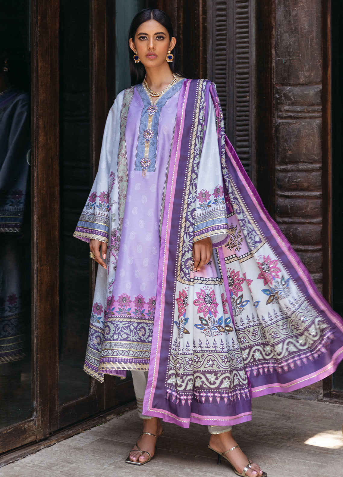 Mushq Nirvana Raw Silk Edition Unstitched 3-Piece Suit - MNPS-06-VIOLA