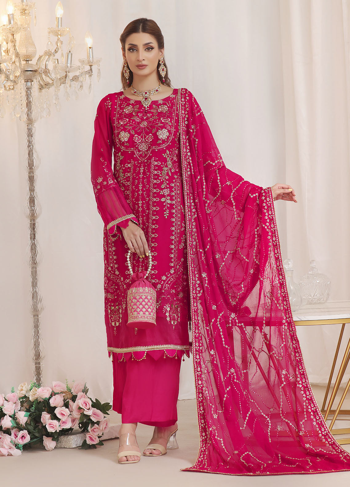 Soghat Inaya Luxury Chiffon Unstitched 3-Piece Suit - SI-LC-06