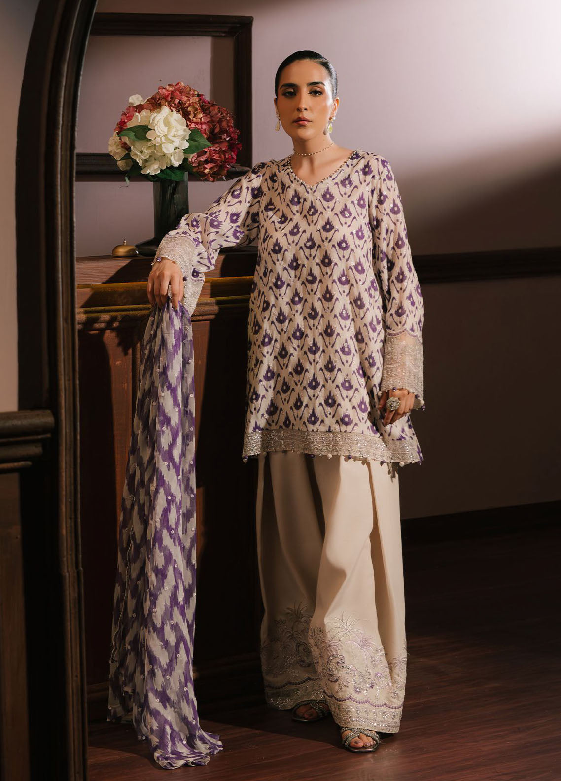 Cross Stitch Luxury Wedding Unstitched 4-Piece Suit - CSW-06-LEVENDER LUXE