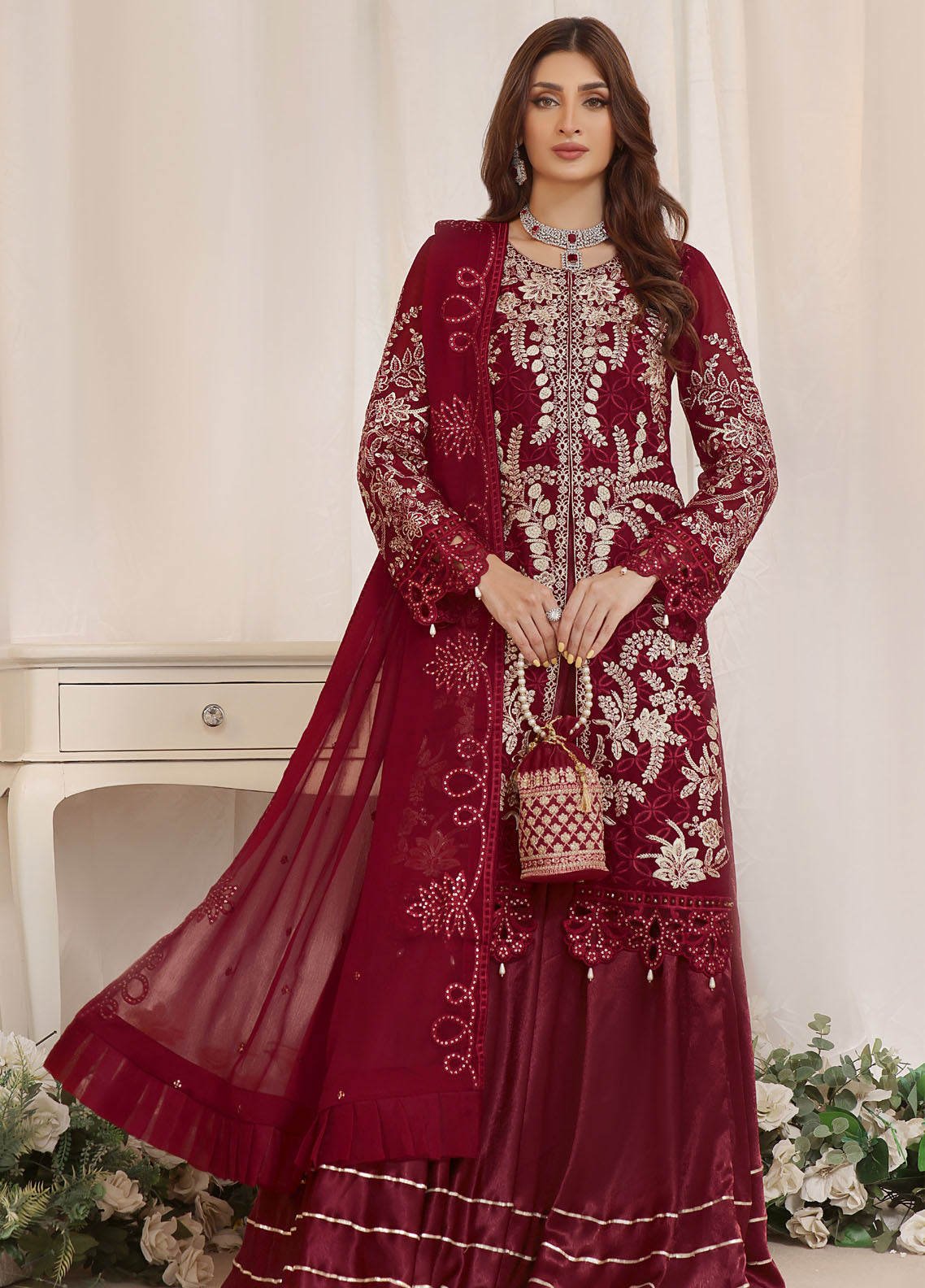 Soghat Inaya Luxury Chiffon Unstitched 3-Piece Suit - SI-LC-01