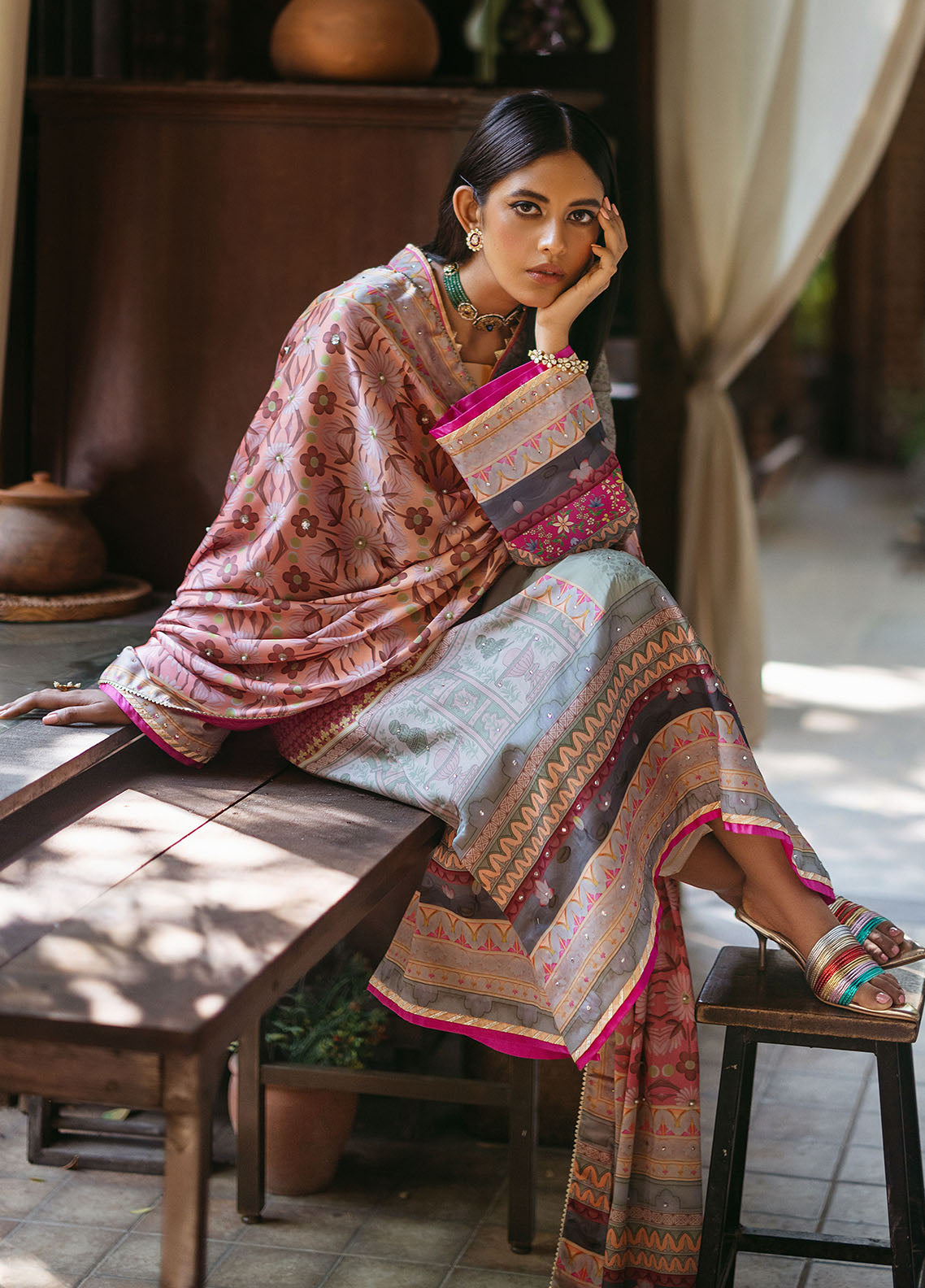 Mushq Nirvana Raw Silk Edition Unstitched 3-Piece Suit - MNPS-02-TAFFY