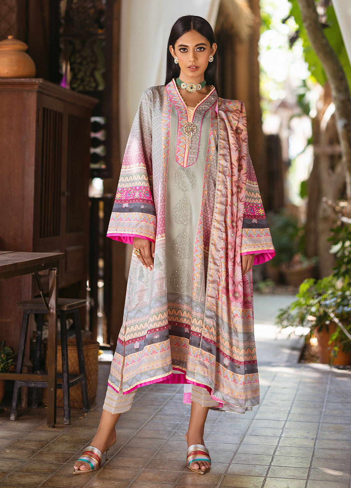 Mushq Nirvana Raw Silk Edition Unstitched 3-Piece Suit - MNPS-02-TAFFY