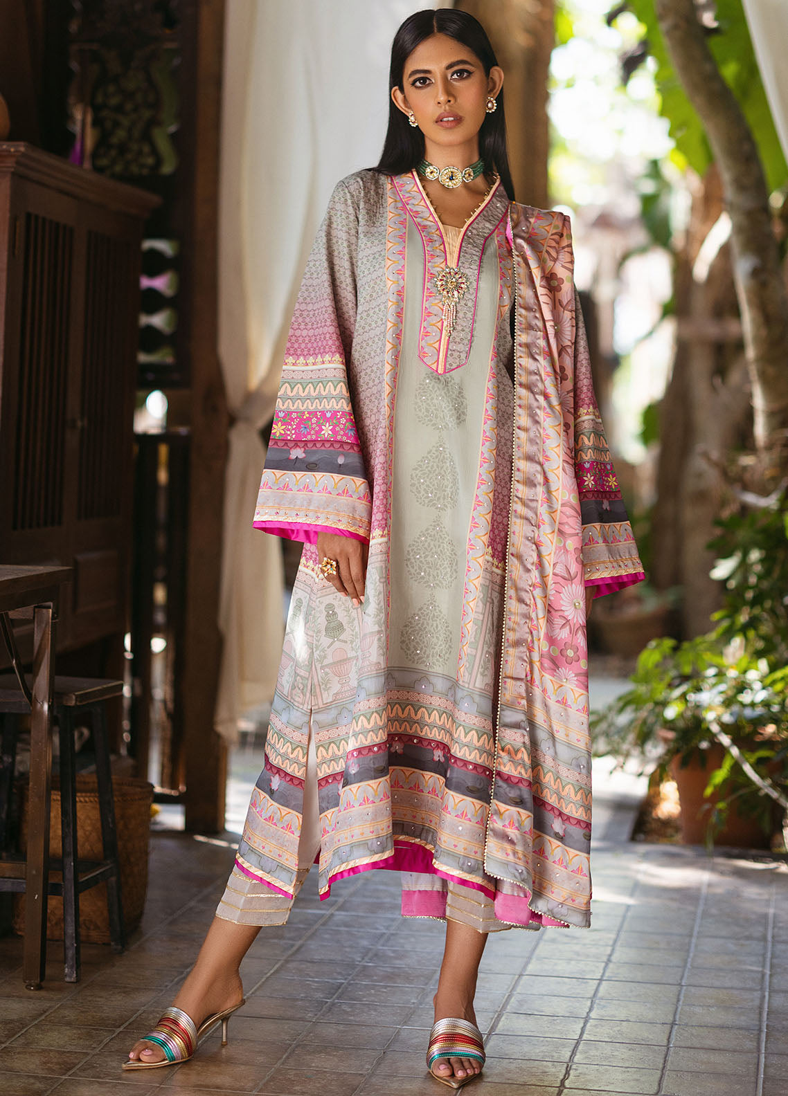 Mushq Nirvana Raw Silk Edition Unstitched 3-Piece Suit - MNPS-02-TAFFY