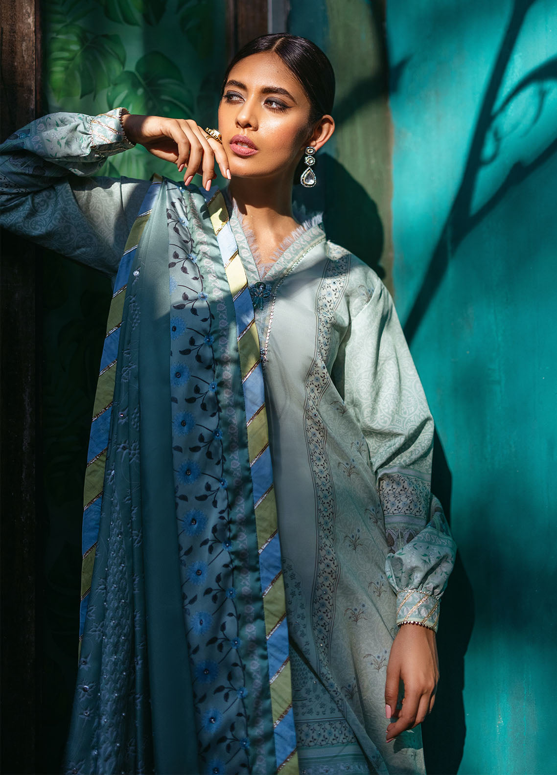 Mushq Nirvana Raw Silk Edition Unstitched 3-Piece Suit - MNPS-10-CERULEAN