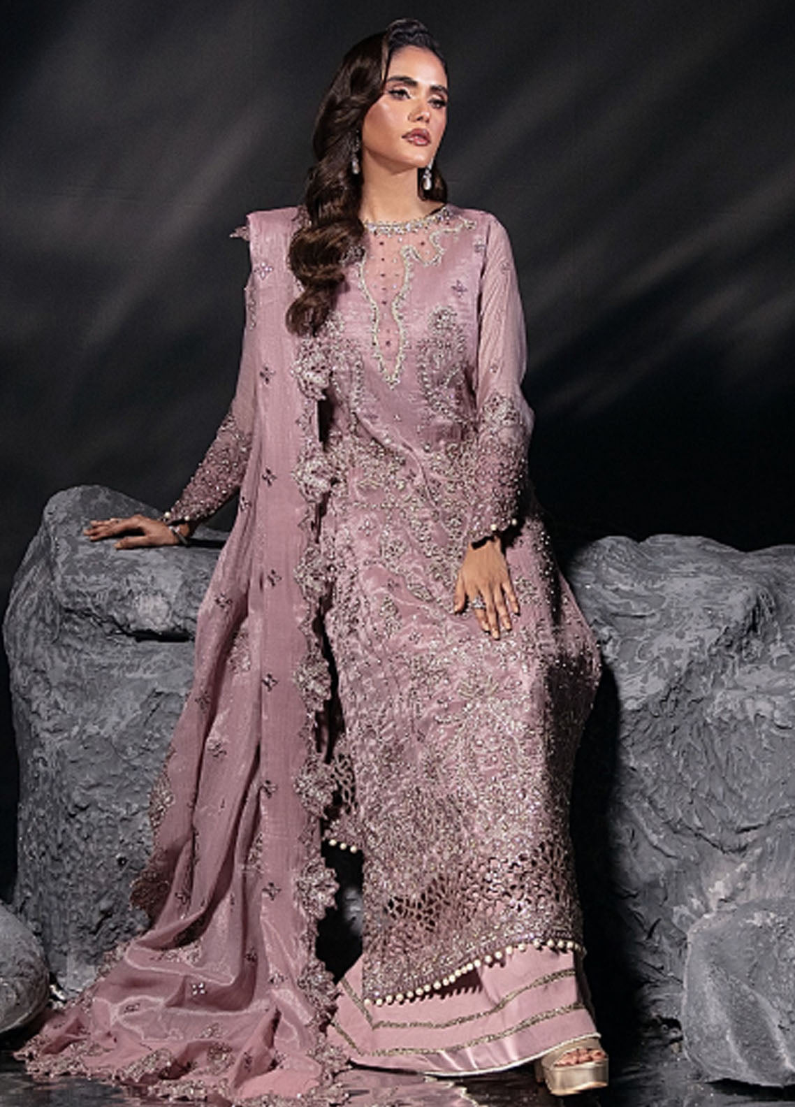 Florent Reve De Luxe Wedding Formals Unstitched 4-Piece Suit - FW-RDL-DUSKY DREAM