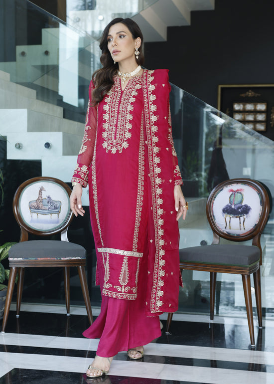 Merakish Luxury Chiffon Volume-11 Unstitched 3-Piece Suit-MLC-V11-OKU0658